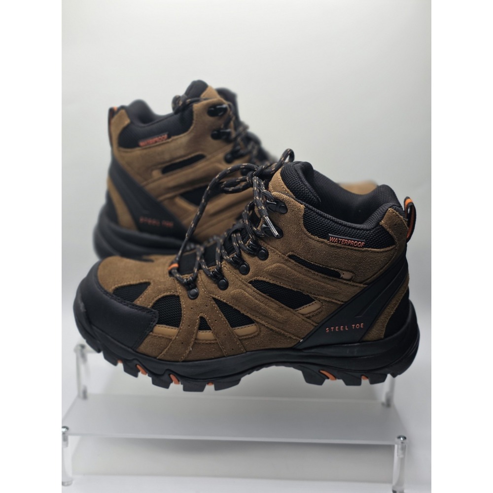 Brazos Iron Force Work Boots Men's Steel Toe Work Boots Sz 9.5 Leather Brown